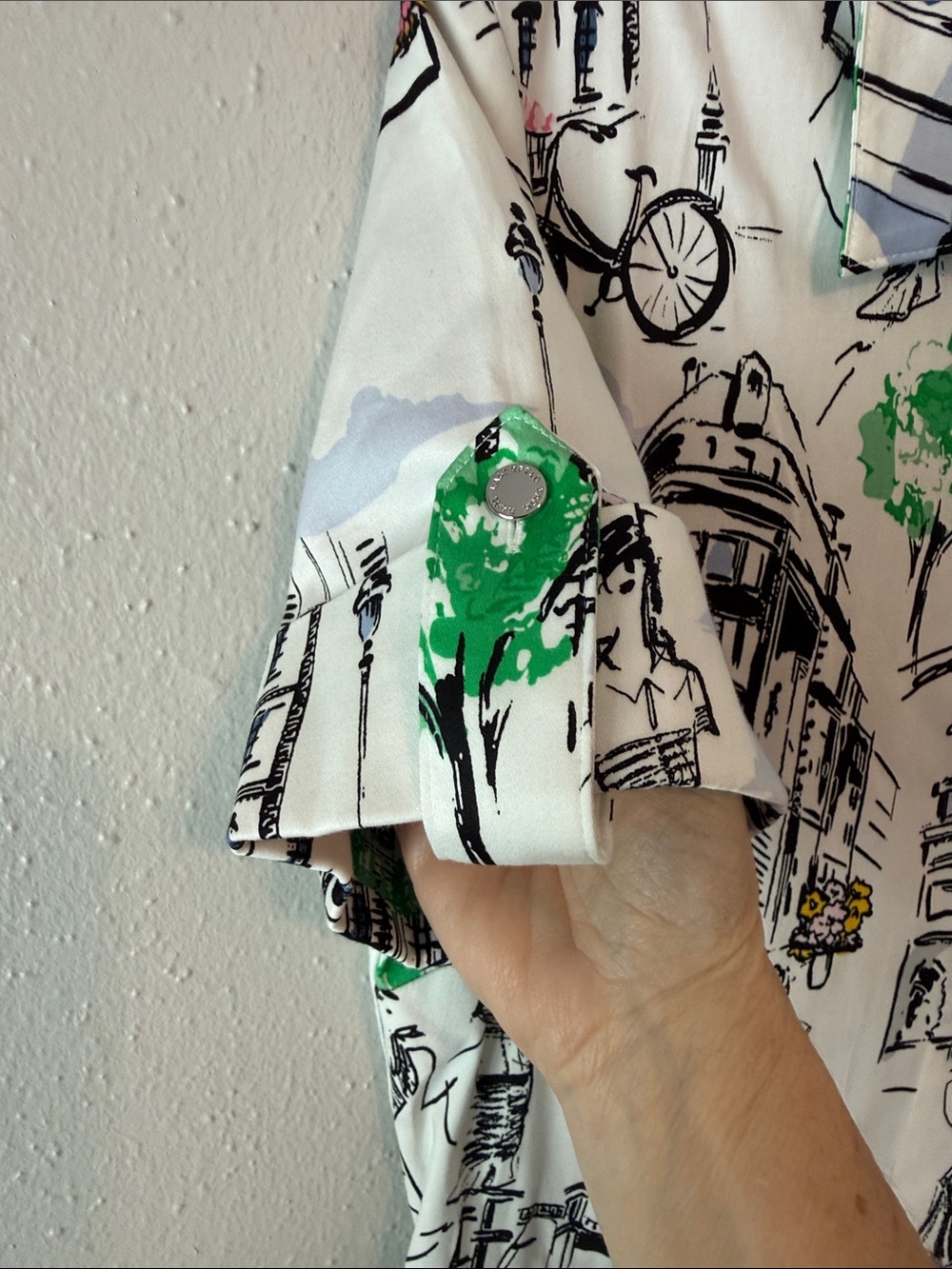 Karl Lagerfeld Paris City Print Poplin Midi Dress (missing belt) - Picture 9 of 15